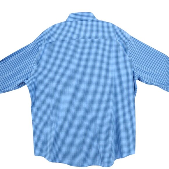 Peter Millar Summer Comfort Blue Gingham Check Nylon Blend L/S Casual Shirt XL - Picture 5 of 8